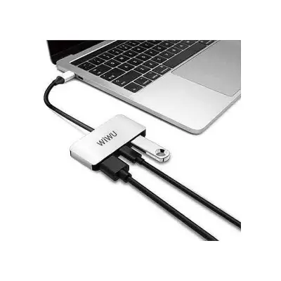 WiWu Alpha C2H 3 in One USB C to HDMI USB Adapter